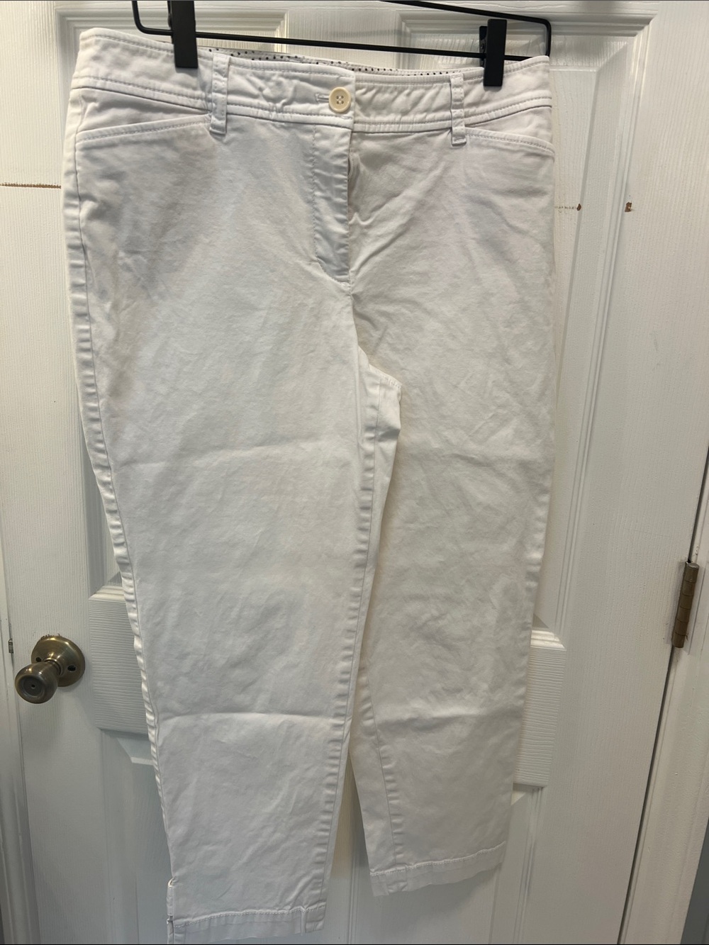 Talbots White Cropped Straight-Leg Pants